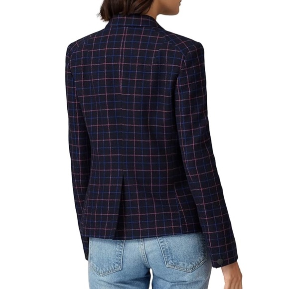 rag & bone Nancie Wool Blazer in Navy Check Size 4 - Picture 2 of 16